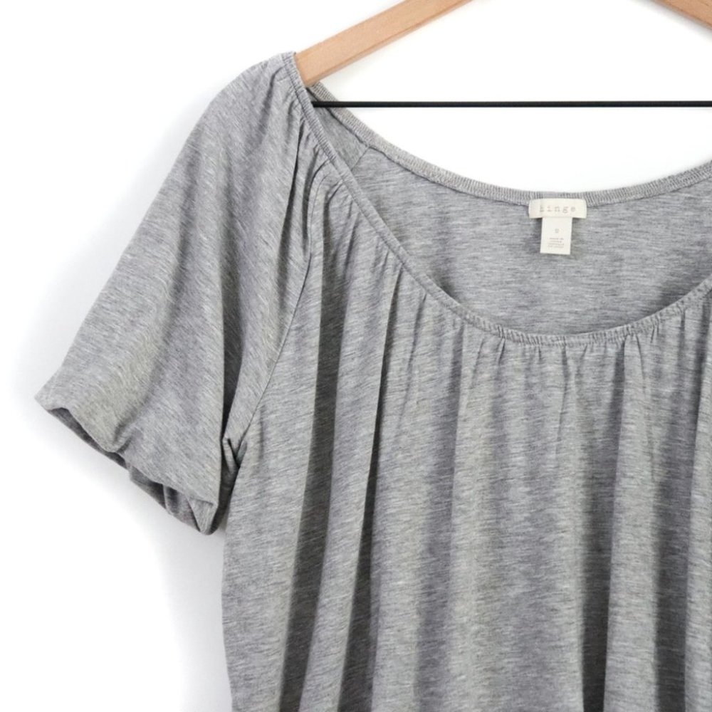Hinge Scoop Neck Pleated Balloon Sleeve Top - Picture 4 of 8